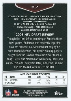 2009 Bowman Draft Picks #27 Derek Anderson Back