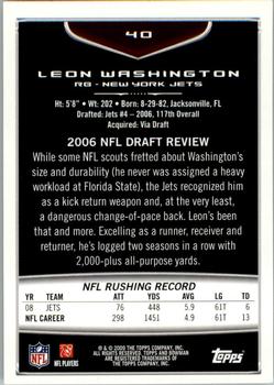 2009 Bowman Draft Picks #40 Leon Washington Back