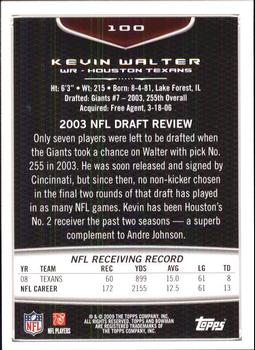 2009 Bowman Draft Picks #100 Kevin Walter Back