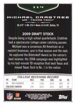 2009 Bowman Draft Picks #114 Michael Crabtree Back