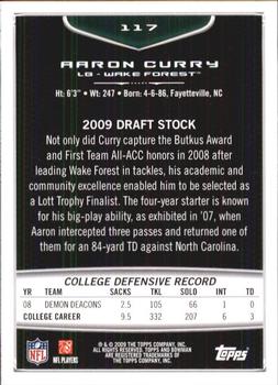 2009 Bowman Draft Picks #117 Aaron Curry Back