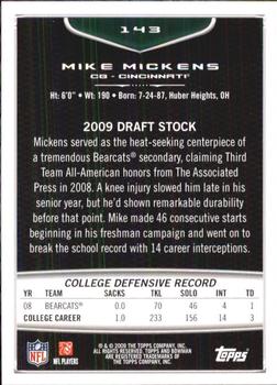 2009 Bowman Draft Picks #143 Mike Mickens Back