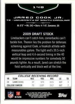 2009 Bowman Draft Picks #148 Jared Cook Jr. Back