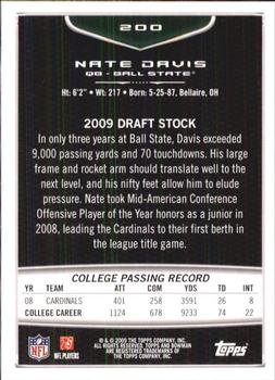 2009 Bowman Draft Picks #200 Nate Davis Back
