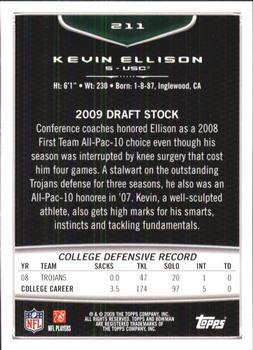 2009 Bowman Draft Picks #211 Kevin Ellison Back