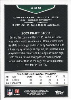 2009 Bowman Draft Picks #139 Darius Butler Back