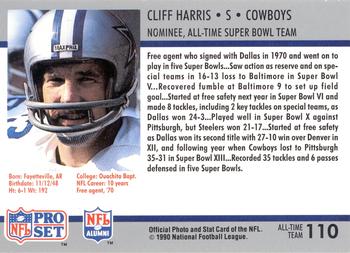 1990-91 Pro Set Super Bowl XXV Silver Anniversary Commemorative #110 Cliff Harris Back