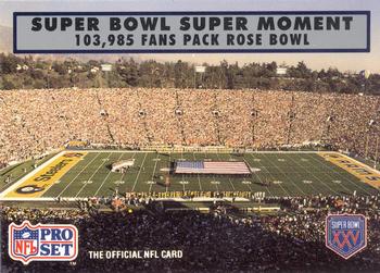 1990-91 Pro Set Super Bowl XXV Silver Anniversary Commemorative #145 103,985 Fans Pack Rose Bowl Front