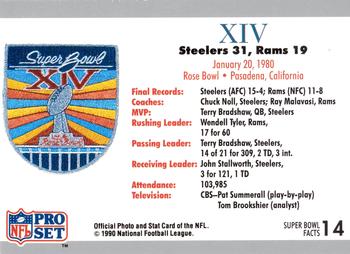 1990-91 Pro Set Super Bowl XXV Silver Anniversary Commemorative #14 SB XIV Ticket Back