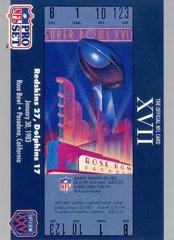 1990-91 Pro Set Super Bowl XXV Silver Anniversary Commemorative #17 SB XVII Ticket Front