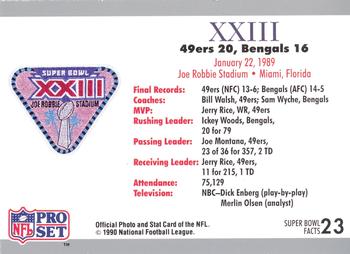 1990-91 Pro Set Super Bowl XXV Silver Anniversary Commemorative #23 SB XXIII Ticket Back