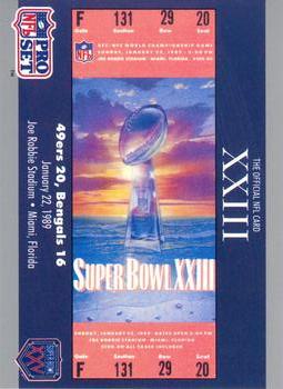 1990-91 Pro Set Super Bowl XXV Silver Anniversary Commemorative #23 SB XXIII Ticket Front