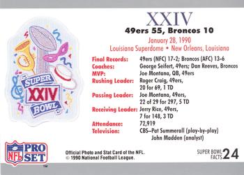1990-91 Pro Set Super Bowl XXV Silver Anniversary Commemorative #24 SB XXIV Ticket Back
