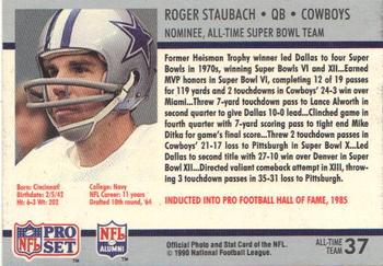 1990-91 Pro Set Super Bowl XXV Silver Anniversary Commemorative #37 Roger Staubach Back