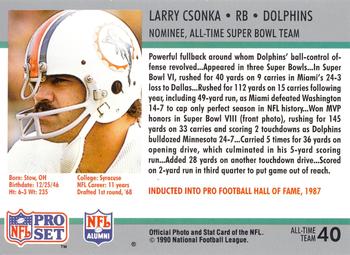 1990-91 Pro Set Super Bowl XXV Silver Anniversary Commemorative #40 Larry Csonka Back