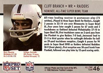 1990-91 Pro Set Super Bowl XXV Silver Anniversary Commemorative #46 Cliff Branch Back