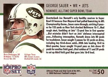 1990-91 Pro Set Super Bowl XXV Silver Anniversary Commemorative #50 George Sauer Back