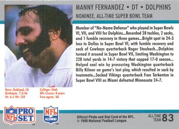 1990-91 Pro Set Super Bowl XXV Silver Anniversary Commemorative #83 Manny Fernandez Back
