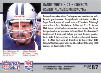 1990-91 Pro Set Super Bowl XXV Silver Anniversary Commemorative #87 Randy White Back