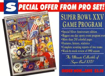 1990-91 Pro Set Super Bowl XXV Silver Anniversary Commemorative #NNO Super Bowl XXV Game Program Offer Front