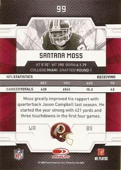 2009 Donruss Elite #99 Santana Moss Back