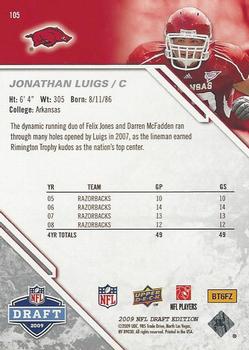 2009 Upper Deck Draft Edition #105 Jonathan Luigs Back
