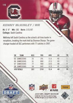 2009 Upper Deck Draft Edition #115 Kenny McKinley Back