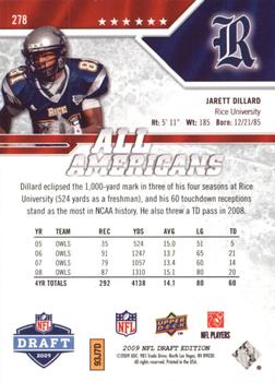 2009 Upper Deck Draft Edition #278 Jarett Dillard Back