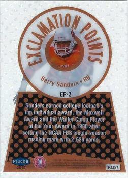 2013 Fleer Retro - Ultra Exclamation Points #EP-3 Barry Sanders Back