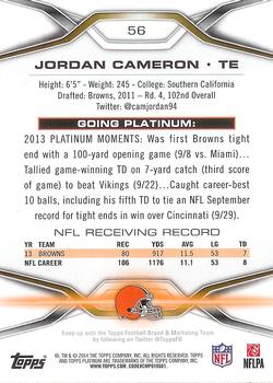 2014 Topps Platinum #56 Jordan Cameron Back