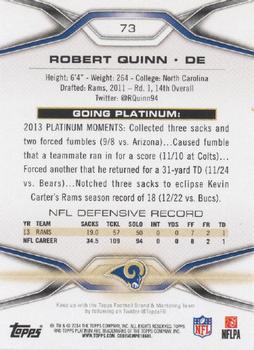 2014 Topps Platinum #73 Robert Quinn Back