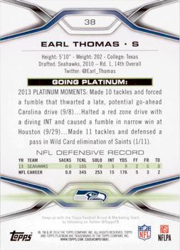2014 Topps Platinum #38 Earl Thomas Back