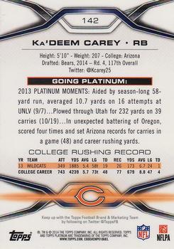 2014 Topps Platinum #142 Ka'Deem Carey Back