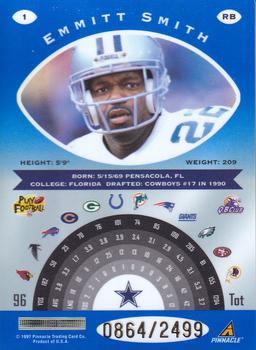 1997 Pinnacle Totally Certified - Platinum Blue #1 Emmitt Smith Back