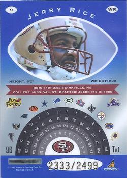 1997 Pinnacle Totally Certified - Platinum Blue #9 Jerry Rice Back
