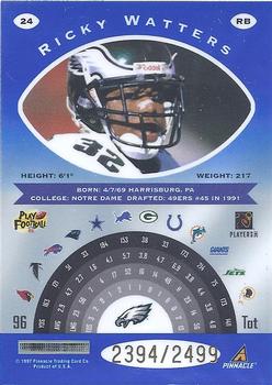 1997 Pinnacle Totally Certified - Platinum Blue #24 Ricky Watters Back