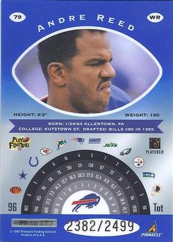 1997 Pinnacle Totally Certified - Platinum Blue #79 Andre Reed Back