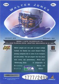 1997 Pinnacle Totally Certified - Platinum Blue #134 Walter Jones Back
