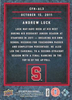 2014 Upper Deck - College Football Heroes: Andrew Luck #CFH-AL3 Andrew Luck Back