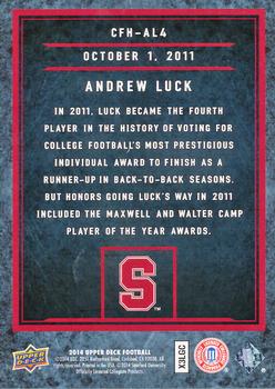 2014 Upper Deck - College Football Heroes: Andrew Luck #CFH-AL4 Andrew Luck Back