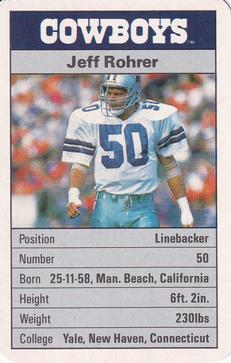 1987 Ace Fact Pack Dallas Cowboys #15 Jeff Rohrer Front
