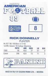 1989 Panini Stickers (UK) #8 Rick Donnelly Back