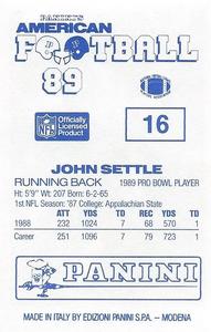1989 Panini Stickers (UK) #16 John Settle Back