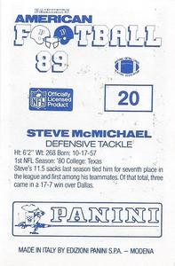 1989 Panini Stickers (UK) #20 Steve McMichael Back