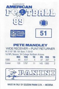 1989 Panini Stickers (UK) #51 Pete Mandley Back