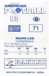 1989 Panini Stickers (UK) #71 Mark Lee Back