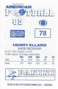 1989 Panini Stickers (UK) #78 Henry Ellard Back