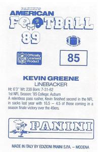 1989 Panini Stickers (UK) #85 Kevin Greene Back