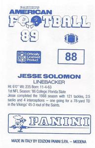 1989 Panini Stickers (UK) #88 Jesse Solomon Back