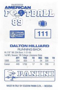 1989 Panini Stickers (UK) #111 Dalton Hilliard Back